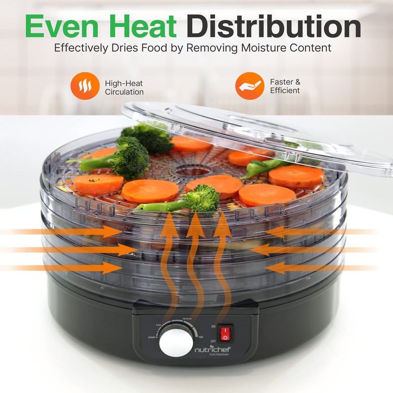 NutriChef Food Dehydrator Machine - Professional Electric Multi-Tier Food Preserver,