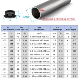 PATIKIL 3/8" Plastic Tubing End Caps, 40Pcs Round Hole Plug Insert for Round Iron Pipe Chair Leg Table Bookshelves Patio Furniture, Black