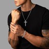 APMGONT Men's Cross Necklace Bracelet Rings Set Stainless Steel Cross