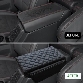 NICTSEPO Center Console Armrest Cover Compatible with Ford Bronco Accessories 2021 2022 2023 2024 2025 2/4-Door with Leather Side Pockets Interior Accessories Prevent Scratching