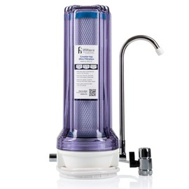 iFilters CNTP-1C Countertop Drinking Water Filtration System with NSF 0.5 Micron Coconut Carbon Filter & Faucet Adapter | Reduces Chlorine, VOCs, Cysts, Pesticides, Bad Taste, Odor & Organic Chemicals