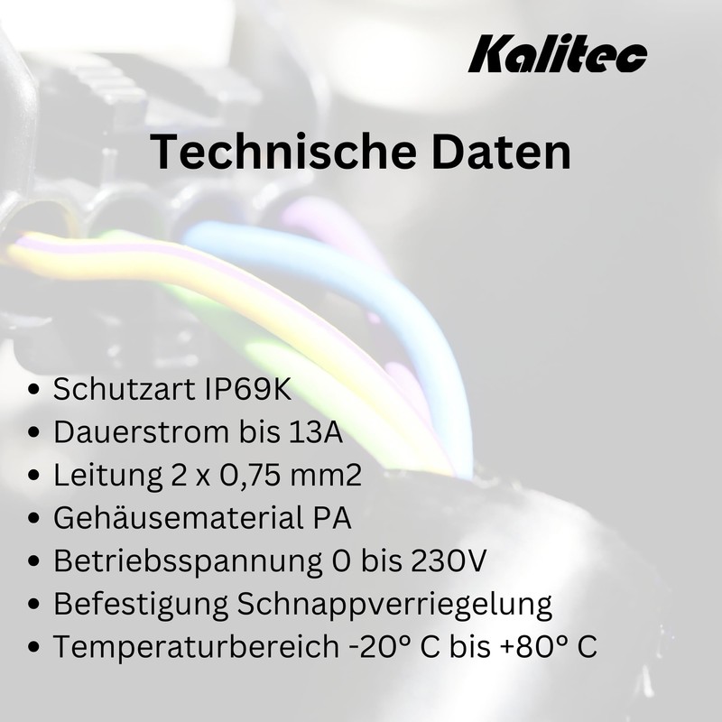 Kalitec Deutsch DT06-2S 2-Pin with Moulded 2 Metre PUR Cable