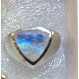Natural Creations Men’s Sterling Silver Ring Size 9 Rainbow Moonstone