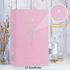 Lanpn Linen Slip-In Album for Landscape Format Photos, Pictures, 300 Pockets for 10 x 15 cm Photos, Pink