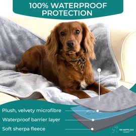 100% Waterproof Dog Blankets for Small & Medium Dogs – Soft Fleece, Washable Pet Throw for Sofa, Car & Furniture Protection, Soft Fluffy Reversible Blanket, 75x100cm, Grey/Grey