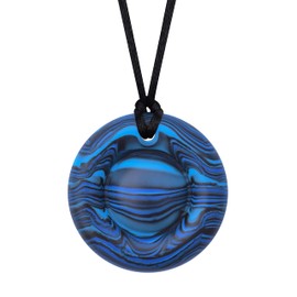 Munchables Sensory Bubble Popper Chew Necklace and Fidget Toy Combination for Kids and Adults (Wavy Navy)