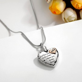 RIMZVIUX Heart Urn Necklace for Ashes Stainless Steel Cremation Jewelry for Ashes Keepsake Necklace In Memory of Uncle