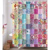 GURETER Boho Patchwork Shower Curtain, Spring Blooming Splicing Flowers Pattern