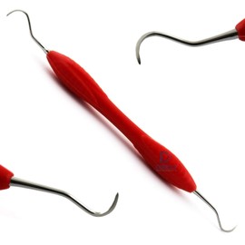 Red Silicone Handle Dental Younger-Good Curette Universal Sickle Scaler Pick Tools