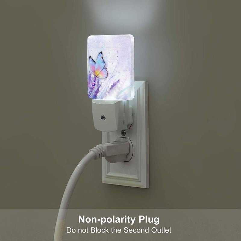 FSHVQKD Lavender Butterfly Night Light,Plug-in Nightlights Auto Sensor Night Lamp