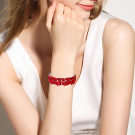 EVER FAITH Women's Bracelet Wedding Party Jewellery Austrian Crystal 2 Layer Bracelet for Bride Clear Silver Tone, Crystal