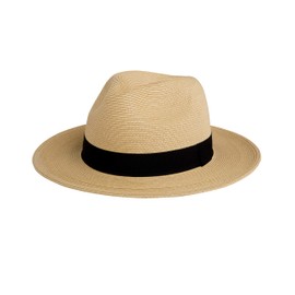 Pineapple&Star Sun Straw Fedora Beach Hat Fine Braid UPF50+ for Unisex (Large, Beige)