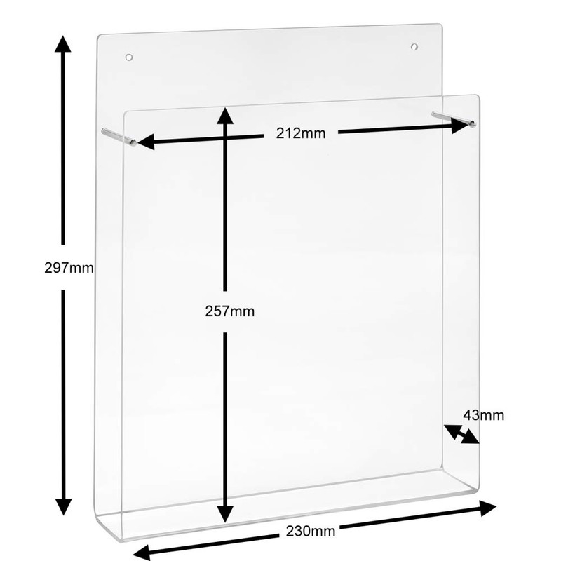 DIN A4 Wall Brochure Holder in Portrait Format Acrylic Glass
