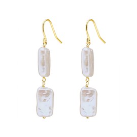 Valero Pearls Women's Earrings 925 Sterling Silver with Freshwater Cultured Pearls Approx. 14.0 - 14.5 mm, Silver
