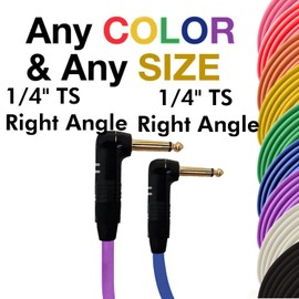 COLUBER CABLE Right Angle 1/4" TS to Right Angle 1/4" TS - 15 Feet - Black - Pro 3-Pin Microphone Connector for Powered Speakers, Audio Interface or Mixer for Live Performance & Recording