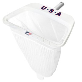 The Skimmie Limited Edition USA White Pool Skimmer Net – Clean Patriotic Leaf Rake with Deep Fine Mesh Bag, Drag Net & Angled Scoop – 17.5” Wide Heavy-Duty Pool Tool - Pole NOT Included