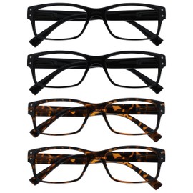 The Reading Glasses Company 4 Pack Mens Black Brown Tortoiseshell Large Designer Style Readers Spring Hinges RRRR11-1122 +1.00