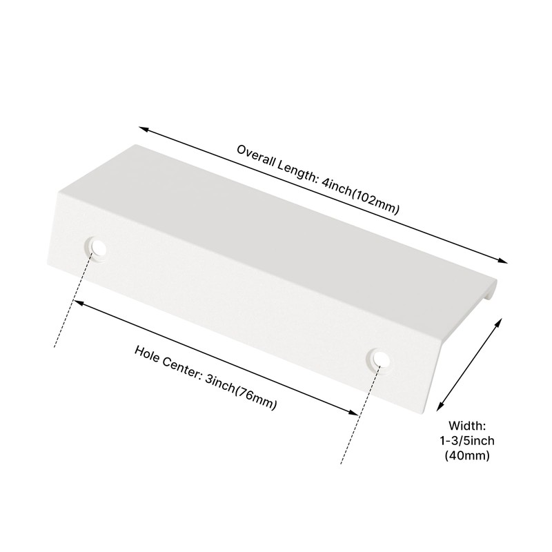 Rergy 10 Pack Cabinet Pulls White Finger Pulls, White Edge