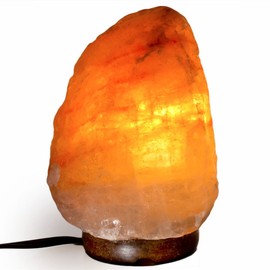 Hypnotic Gems PeB Himalayan Light: 6" to 8" Natural Himalayan Salt Lamp on Wood Base with Dimmer Switch and Bulb - Ionic Air Purifier - Large Average Weight of 5.5 Lbs!