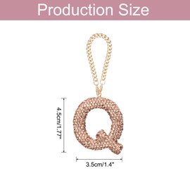 MECCANIXITY Bling Car Letter Charm, Initial Q Letter Interior Car Rear View Mirror Decoration Hanging Crystal Ornaments for Women Bags Water Cup DIY Craft, Champagne