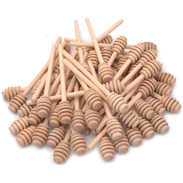 Lawei 50 Pack Wooden Honey Dipper Sticks - 6.3 Inch Mini Honey Dipper Server for Honey Dispenser Drizzled Honey and Wedding Party Favors, Individually Wrapped