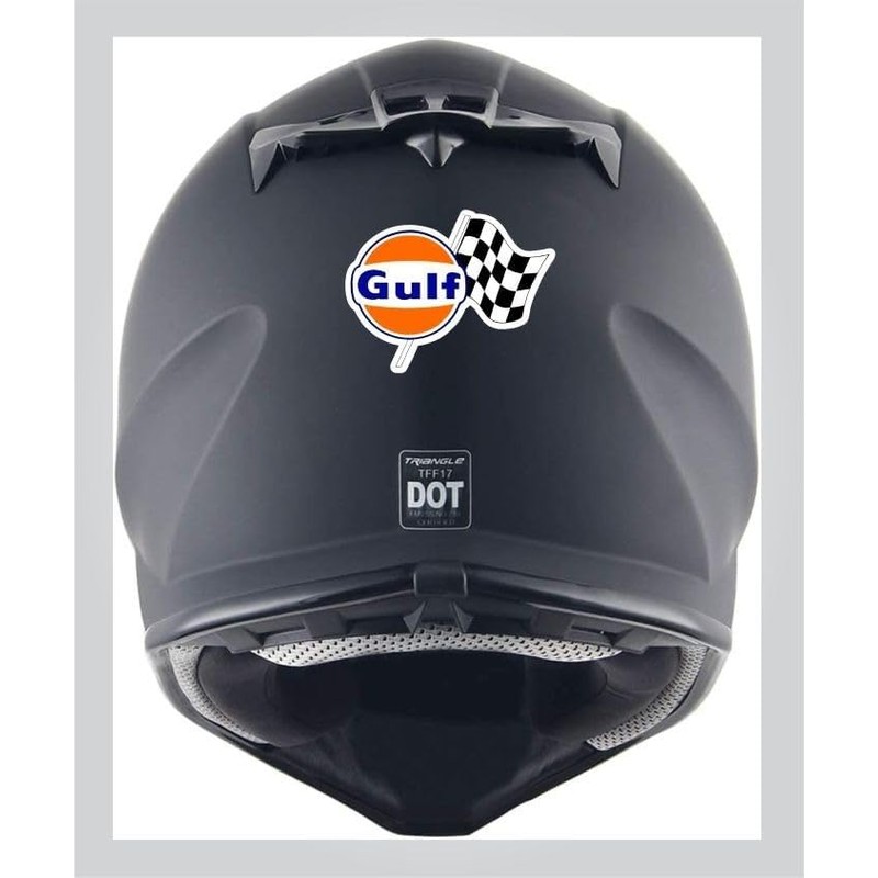 Gulf Racing Checkered Decal Vinyl Bumper Sticker 5"