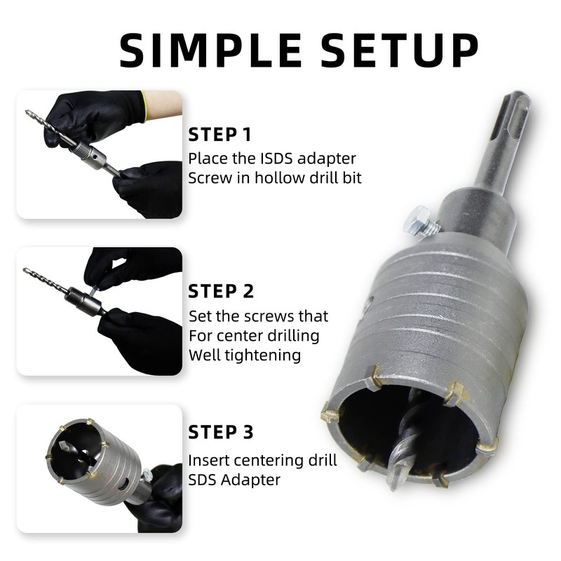 CCLIFE Drill Bit 50/55/65/68/80/82/100 mm Socket Drill Bit Concrete with