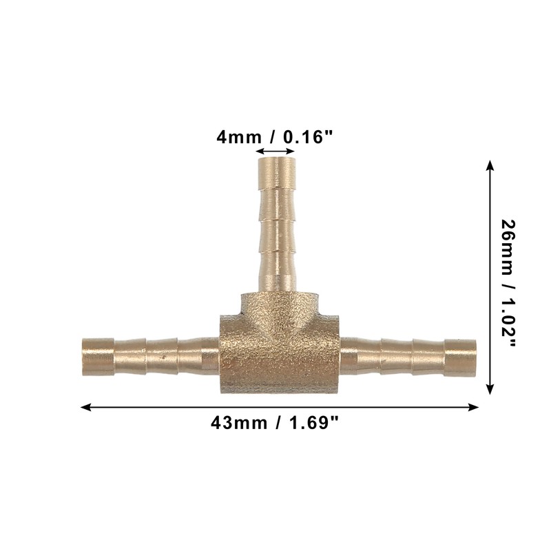 X AUTOHAUX 3 Pcs 4mm 0.16" Brass Car Barb Hose