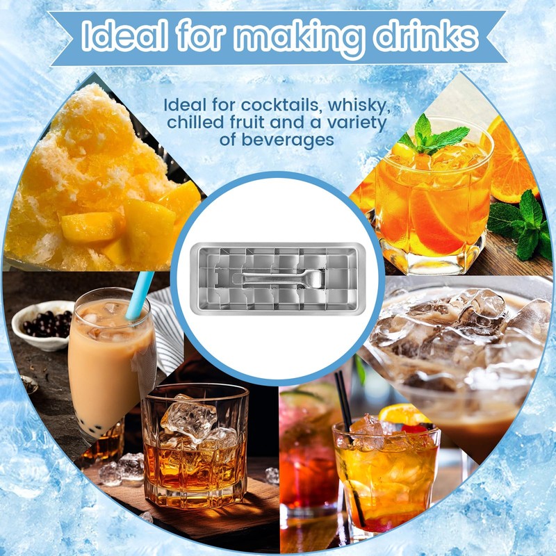 Stainless Steel Ice Cube Tray 18 Slot Removable Ice Cube