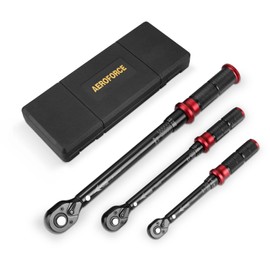 AEROFORCE 1/4 & 3/8 & 1/2-inch Drive Click Torque Wrench, 3Pcs Torque Wrench Set 4-20Ft.lb, 5-45Ft.lb, 15-165Ft.lb 72-Tooth Dual Scale for Bike, Moto, Car Repair