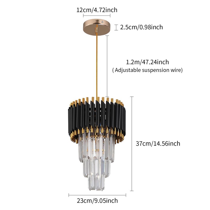 Kaniker Crystal Chandelier Gold Pendant Light Fixtures Modern Round Crystal