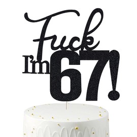 67 decoraciones para tartas, 67 decoraciones para tartas de cumpleaños, purpurina negra, divertida decoración para tartas 67 para hombres, 67 decoraciones para tartas para mujeres, 67 cumpleaños, 67 cumpleaños