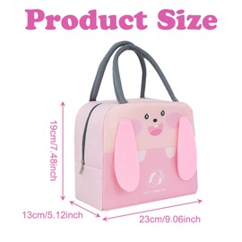 KASESSS 2 PCS Kids Lunch Bag for Girls Boys Students, Cartoon Insulated Lunch Bag Kids, Reusable Small Waterproof Lunch Box Bag Lunch Bags for Travel Picnic School (Blue, Pink)