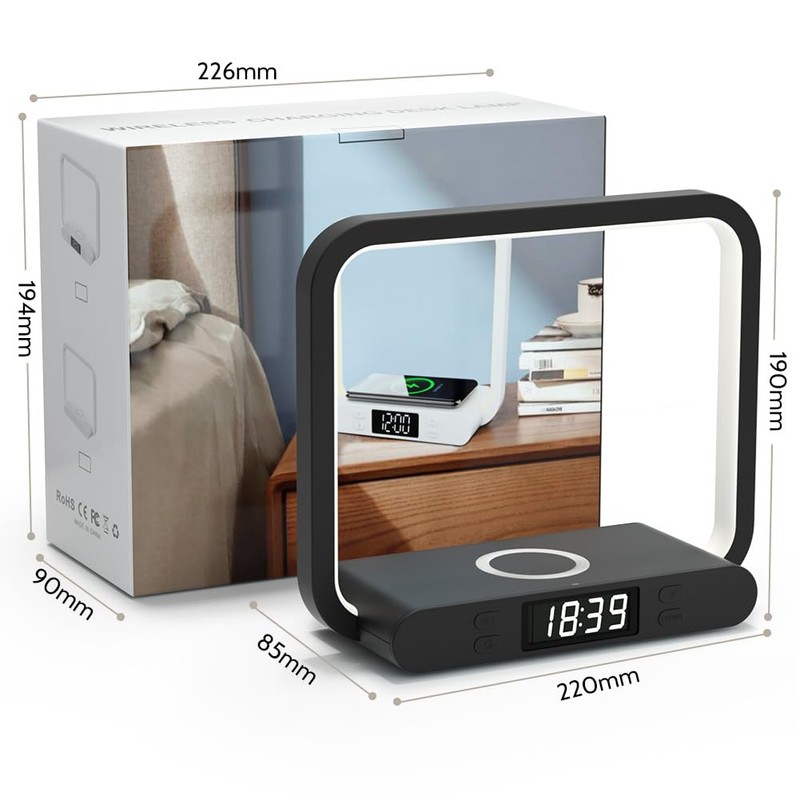 VOSFEEL Bedside Lamp with Charging Function Touch Dimmable (Black)