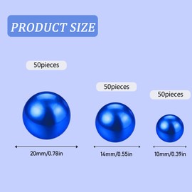 Mother of Pearl Beads, 150 Pieces Faux Pearls, Floating Beads, Vase Filler, Shiny Beads Without Hole, Mixed Sizes, Plastic Beads for DIY Jewellery, Floating 10/14/20 mm (Royal Blue)