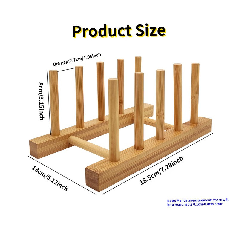 efbock Plate Rack Holder for Kitchen Cabinets Bamboo Wood Chopping