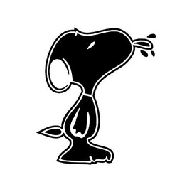 Snoopy Tongue Sticking Out - Black Decal - Cartoon Car Wall Window Decal Vinyl Sticker