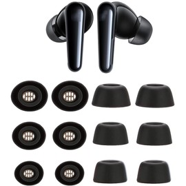 Rqker Eartips Compatible with Soundcore Liberty 4NC Earbuds, 6 Pairs S/M/L Sizes Soft Silicone Ear Tips Replacement Earbuds Tips, Compatible with Soundcore Liberty 4NC 6 Pairs Black