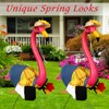 Lyreh 4pcs Flamingo Yard Outfits & Hats, Porch Flamingo Costume