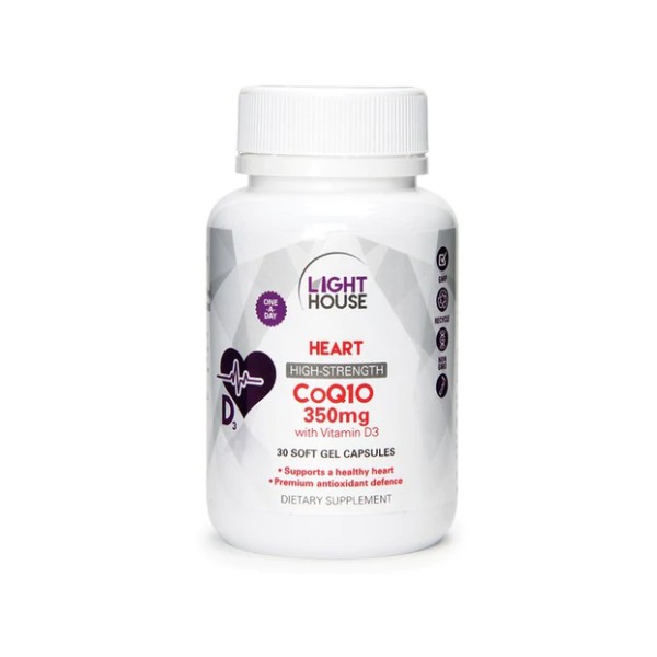 Lighthouse COQ10 350mg With Vitamin D3 Gel Capsules 30