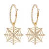 Halloween Spider Web Earrings for Women Large Gold Rhinestone Hoop