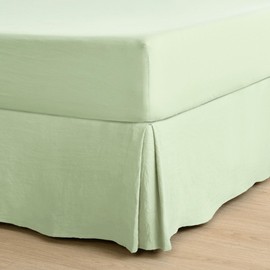 Dreamaker Single Fully Fitted Microfibre Pleated Valance, 33cm Drop Length Anti-Wrinkle Box Pleats Ultra Soft Plush Pre Washed 100% Microfiber Lightweight Basics Tailored Bed Skirts - Sage Green