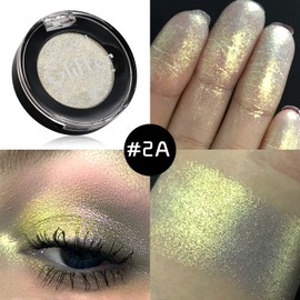 Korean Eyeshadow, High Pigment Glitter Eyeshadow, Long Load Shimmer Gold Eyeshadow, Waterproof Sweatproof Metallic Eyeshadow, Sparkle Eyeshadow Eye Makeup, Gold White, 2A