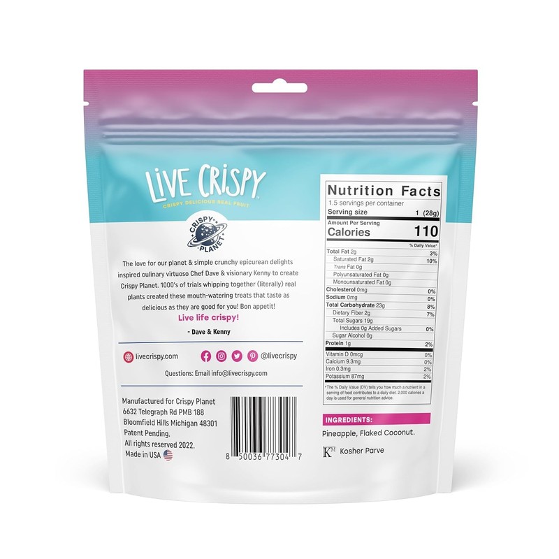 Live Crispy Crunchy Fruit Chips - No Sugar Added, Dried