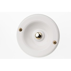 HUBER Flush-Mounted Bell Push 1-Way Brass Round Door Bell Push Button Front Door Bell Flush-Mounted Brass Bell Switch Bell White