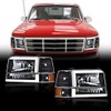 DOTCOM LED DRL Headlights Assembly,Compatible with 1992-1996 Ford F150 Bronco/Fit