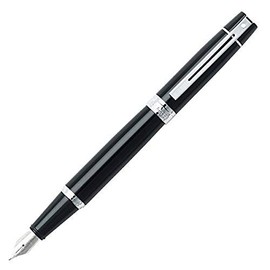 Sheaffer 300 - Refillable fountain pen, medium nib, glossy black, chrome plate trim