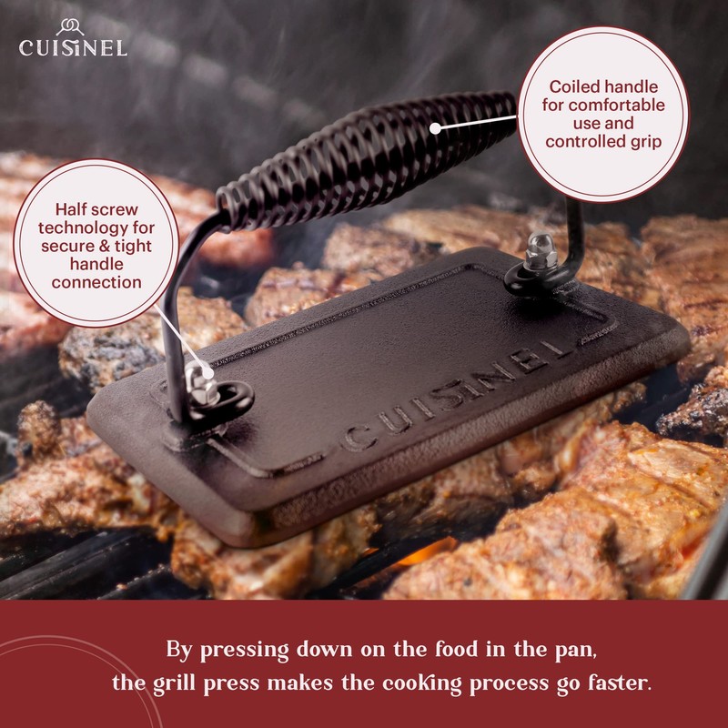 Cuisinel Cast Iron Grill Pan + Rectangular Cast Iron Grill