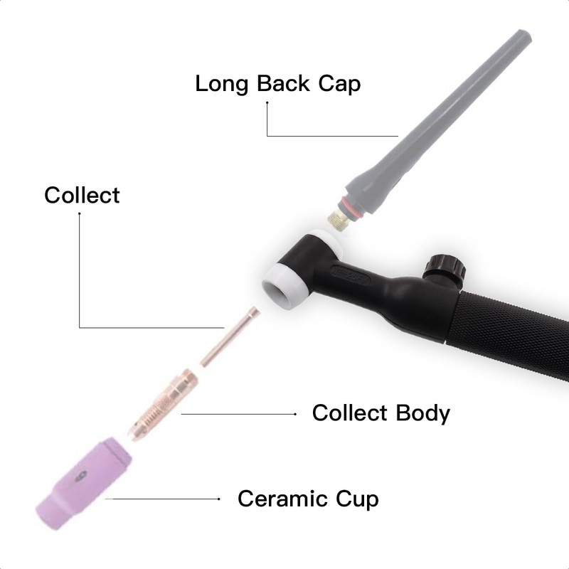 PLAXCON WP-26FV TIG Welding Torch Head Flexible & Valve Air-Cooled