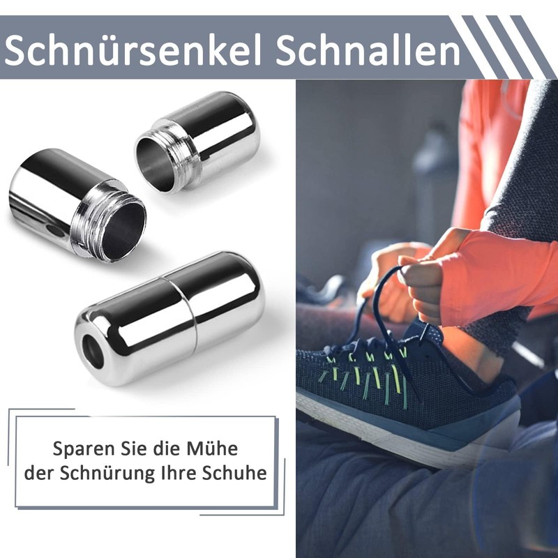 Pack of 10 Elastic Shoelaces Quick Release Shoelaces Metal Capsules